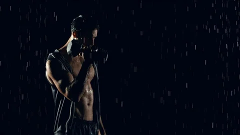 Athletic Man Working Out In The Rain Stock-Footage 109625343