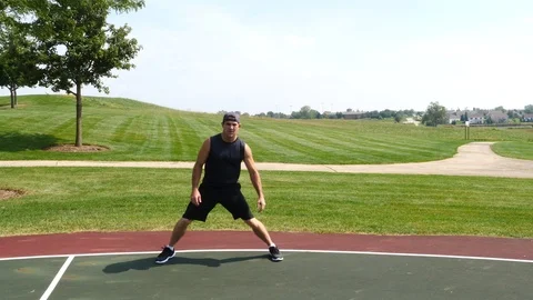 Athletic man working out training exercising, side leg lunges, 4k, 60fps. Stock Footage 116148707