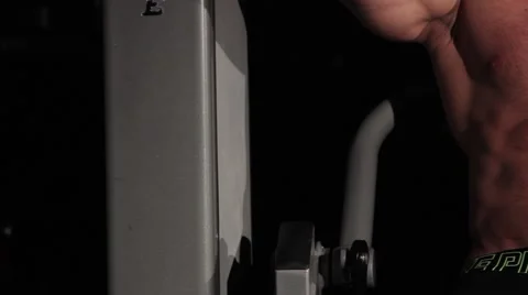 Athletic manworking out at the gym, press and back on the treadmill Stock Footage 62758849