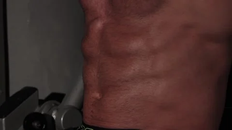 Athletic manworking out at the gym, press and back on the treadmill Stock Footage 62758876