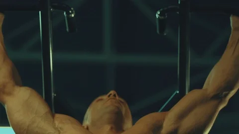 Athletic men pumping up back muscles workout fitness and bodybuilding Video stock 118775556