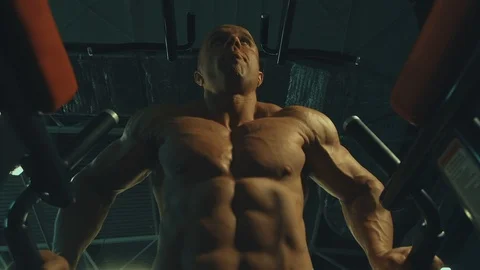 Athletic men pumping up muscles push-ups Video stock 118774959