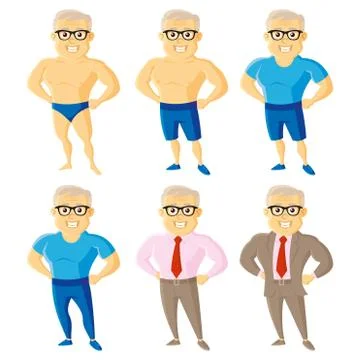 Athletic old men Set Cartoon character Stock Illustration