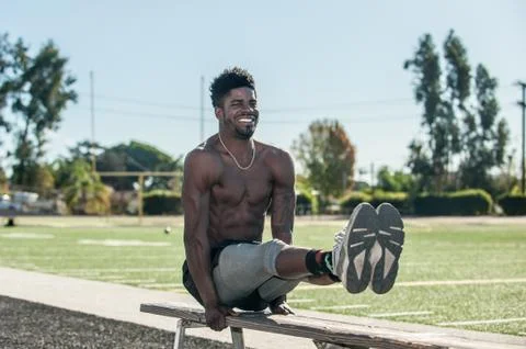 Athletic physique in action. Stock Photos