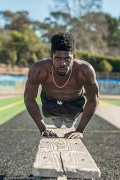 Athletic physique definition. Stock Photos