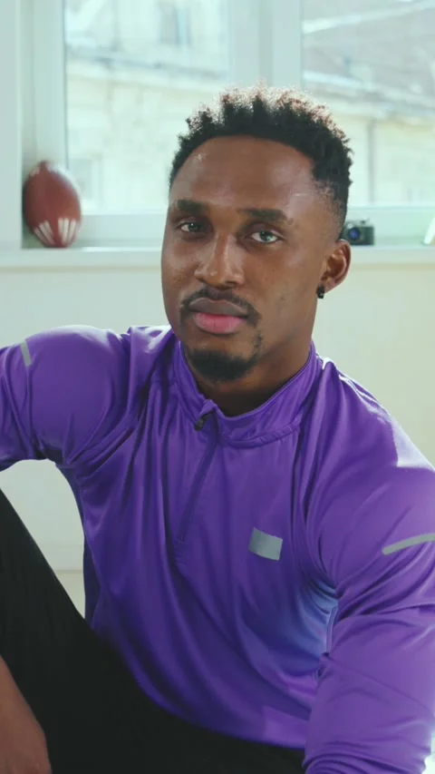 An Athletic Portrait Featuring a Highly Focused Male Athlete Dressed in Stylish Stock Footage 316522502