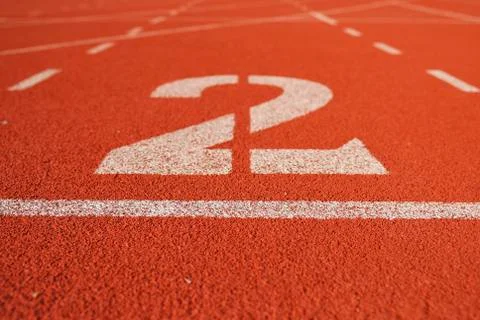 Athletic running track in stadium Stock Photos