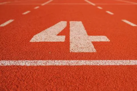 Athletic running track in stadium Stock Photos