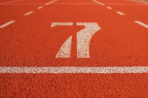 Athletic running track in stadium Stock Photos