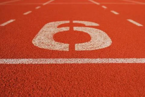 Athletic running track in stadium Stock Photos