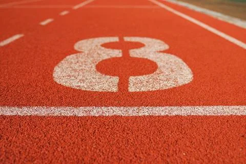 Athletic running track in stadium Stock Photos