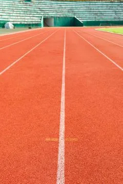 Athletic running track in stadium Stock Photos