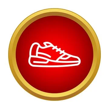 Athletic shoe icon on red circle button Illustrazione stock