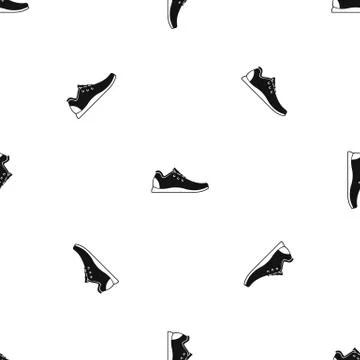 Athletic shoe pattern seamless black Stock Illustration