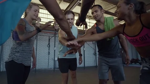Athletic team high morale teamwork cheers Video stock 71618127