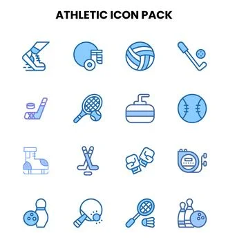 Athletic Two Colour Graphics Icons Pack Stock Illustration