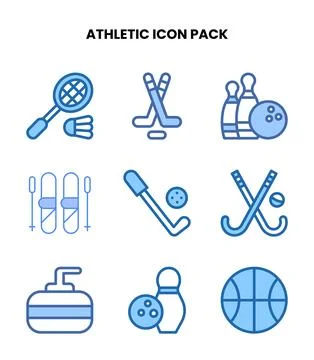 Athletic Two Colour Icons Pack Stock Illustration