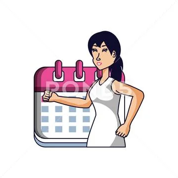 Athletic woman with calendar reminder Stock Illustration
