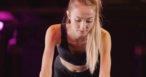 Athletic Woman Doing Back Workout In Gym Stock Footage 136686401