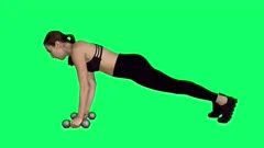 Athletic Woman Doing Push Ups Over Green, Stock Video