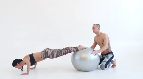 Athletic Woman Doing PushUps Stock Footage 60043906