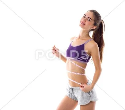Athletic woman holding cantimeter Stock Photos