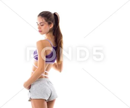 Athletic woman holding cantimeter Stock Photos