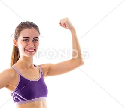 Athletic woman showing her biceps Stock Photos