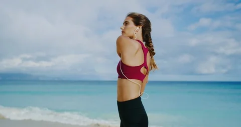 Athletic Woman Stretching Stock Footage 88921055