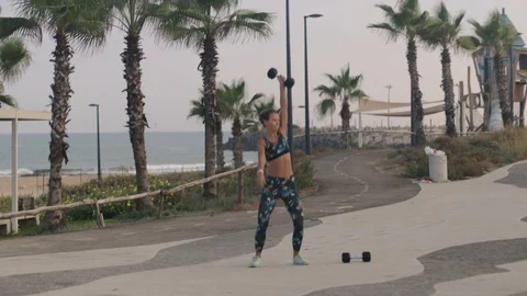 Athletic woman workout Stock Footage 115593878