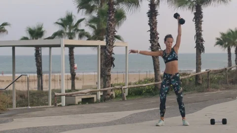 Athletic woman workout Stock Footage 115594028