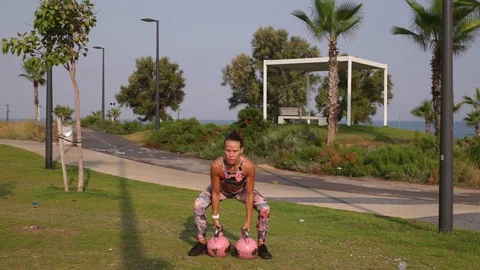 Athletic woman workout Stock Footage 115597187