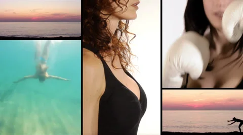 Athletic women, collage 스톡 동영상 33731521