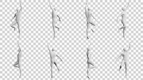 Athletic Young Man Jumping, multiple views (side, front, back), 360 degrees.. Stock Illustration
