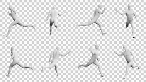 Athletic Young Man Running, multiple views (side, front, back), 360 degrees.. Stock Illustration