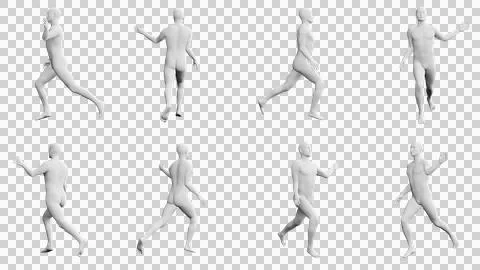 Athletic Young Man Running, multiple views (side, front, back), 360 degrees.. Stock Illustration