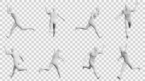 Athletic Young Man Running, multiple views (side, front, back), 360 degrees.. Stock Illustration