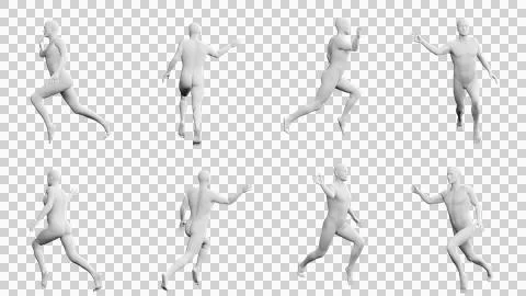Athletic Young Man Running, multiple views (side, front, back), 360 degrees.. Stock Illustration