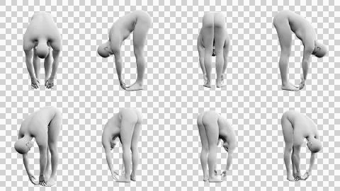 Athletic Young Man Strecthing, multiple views (side, front, back), 360 degr.. Stock Illustration