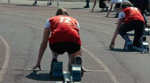 Athletics running in the stadium Stock Footage 62310656