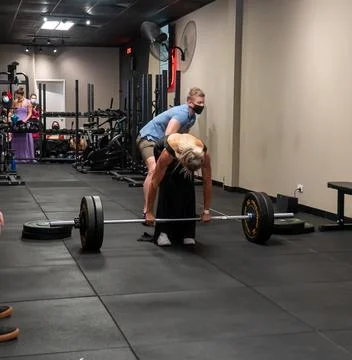 Athlets deadlifting in drag Stock Photos