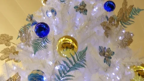 Atificial white Christmas tree Stock Footage 71409529