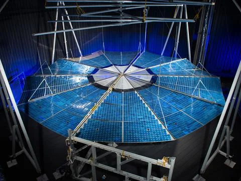 ATK Solar Array Deployment Test at NASA Plum Brook Station Space Power Faci.. Stock Photos