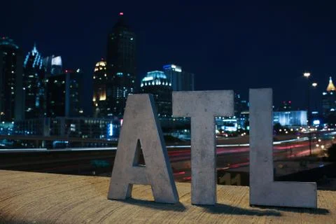 ATL letters at night Stock Photos