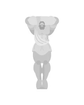 Atlant statue column in building in form of male figure. Ancient Greek roof s Ilustración de archivo