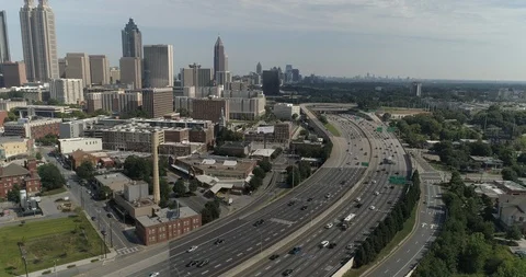Atlanta Aerial Downtown Highway with Traffic 04 Stock Footage