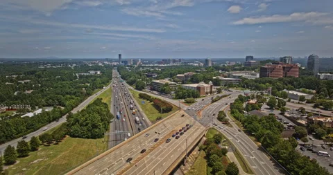 Atlanta Aerial Hyperlapse Flyover Interstate Freeway Vinings Cumberland Stock Footage 338262129