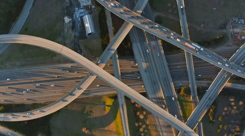 Atlanta Aerial over Spaghetti Junction freeways Stock Footage