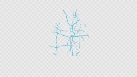 Atlanta City Line Map Self Drawing Animated Overlay, Alpha 4K Video stock 340286201