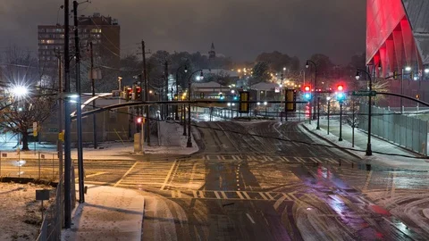 Atlanta Dome Intersection Night Stock Footage 88105012